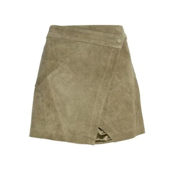 Blank NYC Snap Front Suede Wrap Skirt in Herb - Picture 2 of 7